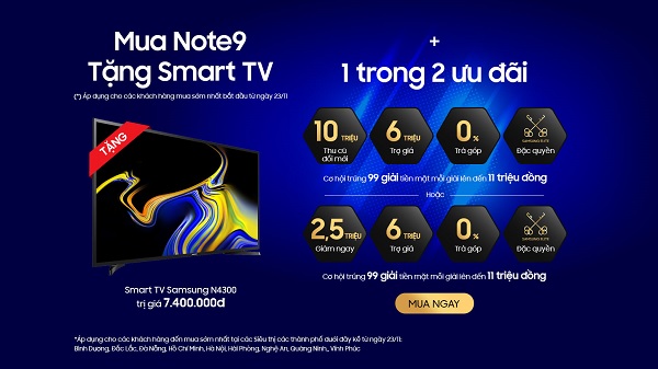 Viettel Đà Nẵng tặng Smart TV Samsung cho khách hàng khi mua Galaxy Note 9 128GB