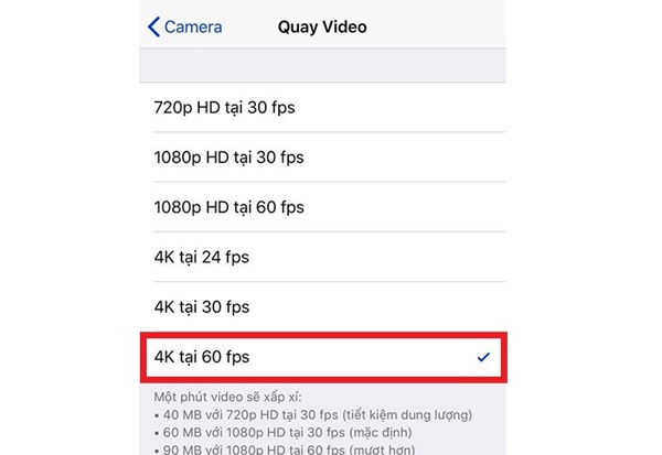 Làm thế nào để bật quay video 4K trên iPhone X?