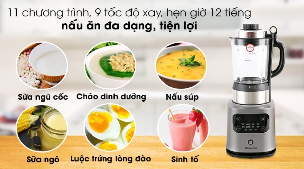 Máy có khả năng xay nấu tự động với 9 chế độ chế biến khác nhau