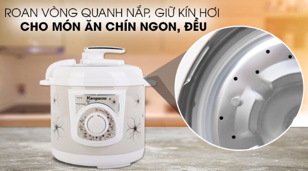 Phần nắp nồi được thiết kế với vòng gioăng cao su kín khít