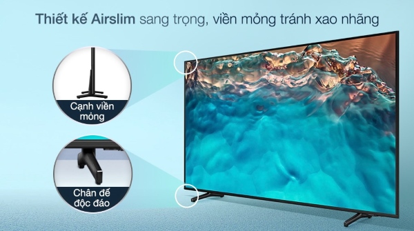 Tivi Samsung UHD 4K 43 inch UA43BU8000KXXV có thiết kế trang nhã