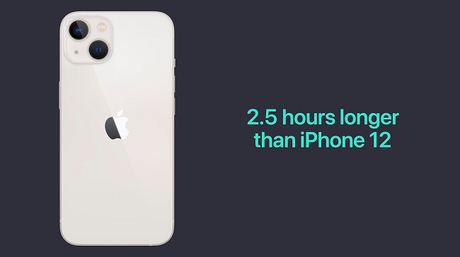 Thời lượng pin cao hơn 2,5 giờ so với iPhone 12