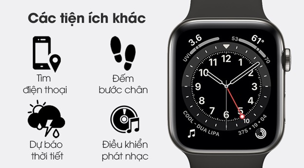 Các tính năng khác trên Apple Watch Series 6 viền thép 44mm